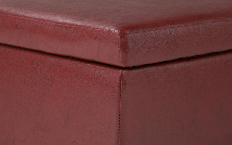 Red Vegan Leather | Avalon Storage Ottoman in Vegan Leather