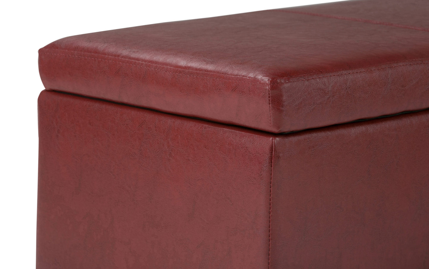 Red Vegan Leather | Avalon Storage Ottoman in Vegan Leather