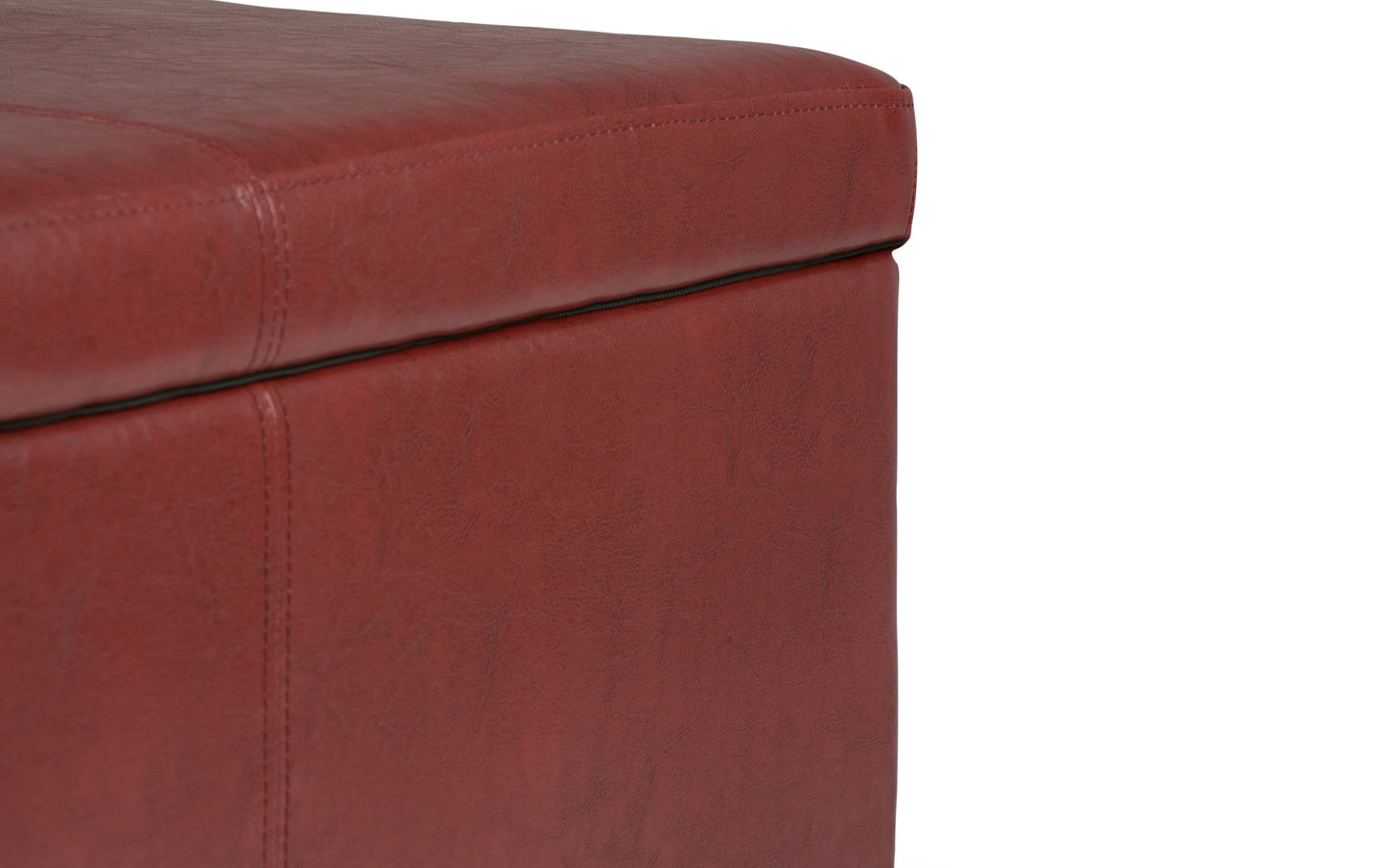 Red Vegan Leather | Avalon Storage Ottoman in Vegan Leather