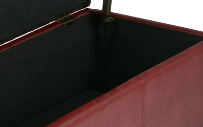 Red Vegan Leather | Avalon Storage Ottoman in Vegan Leather