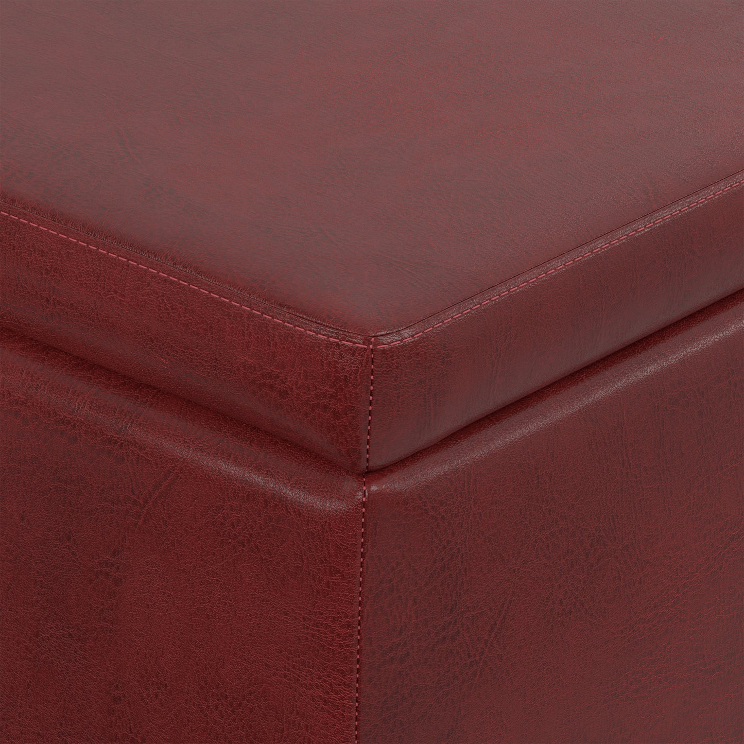 Red Vegan Leather | Avalon Storage Ottoman in Vegan Leather