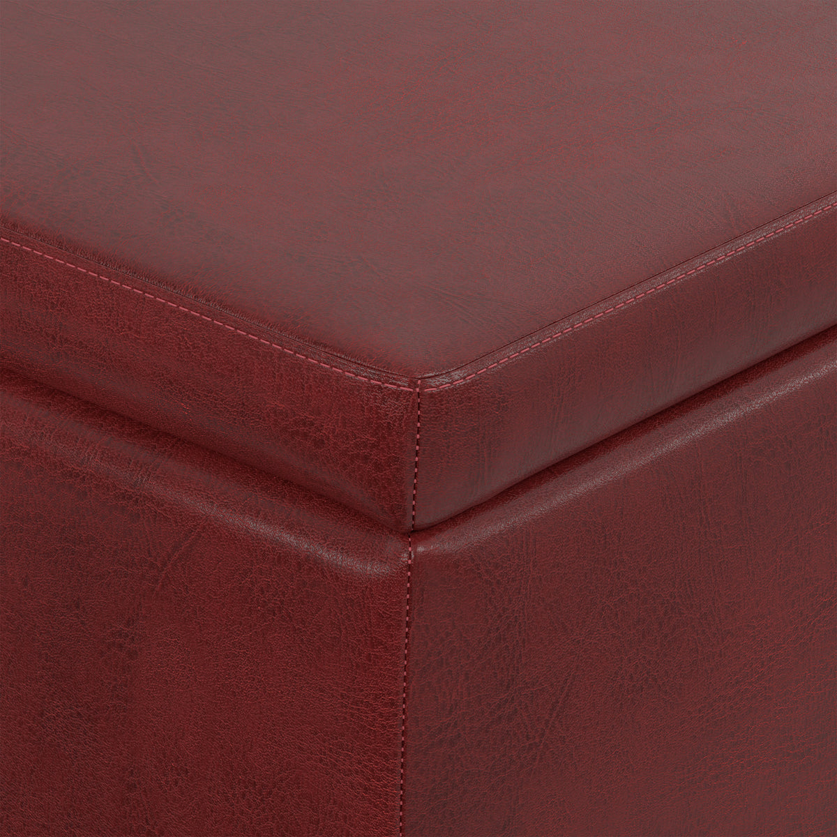 Red Vegan Leather | Avalon Storage Ottoman in Vegan Leather