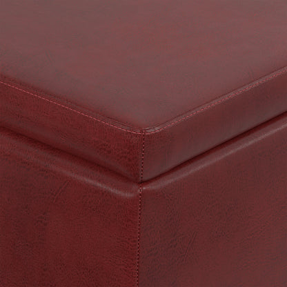 Red Vegan Leather | Avalon Storage Ottoman in Vegan Leather
