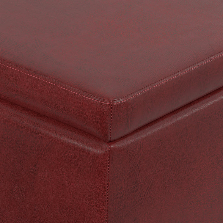 Red Vegan Leather | Avalon Storage Ottoman in Vegan Leather
