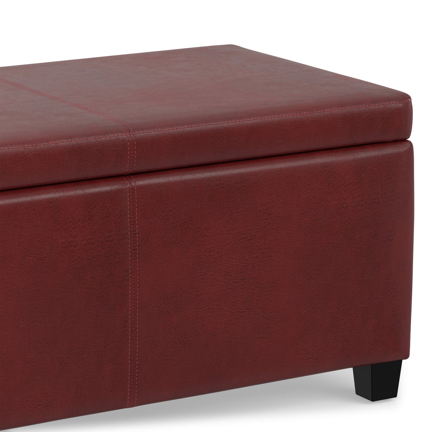 Red Vegan Leather | Avalon Storage Ottoman in Vegan Leather