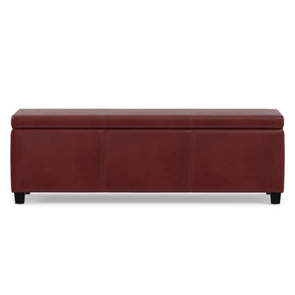 Red Vegan Leather | Avalon Storage Ottoman in Vegan Leather