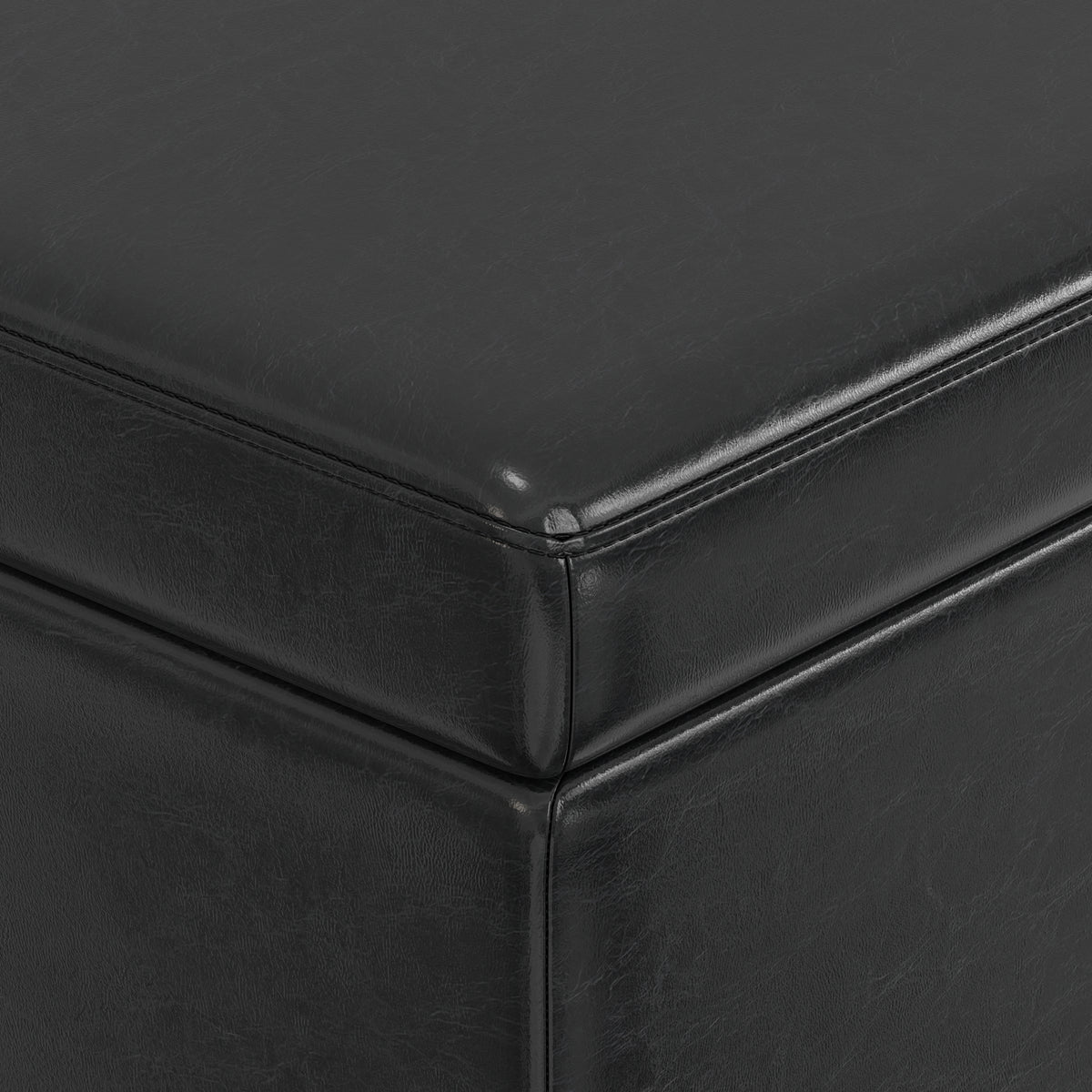 Midnight Black | Avalon 60 inch Storage Ottoman Bench