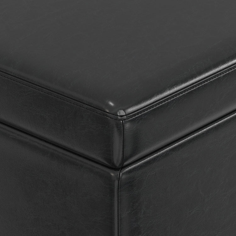 Midnight Black | Avalon 60 inch Storage Ottoman Bench
