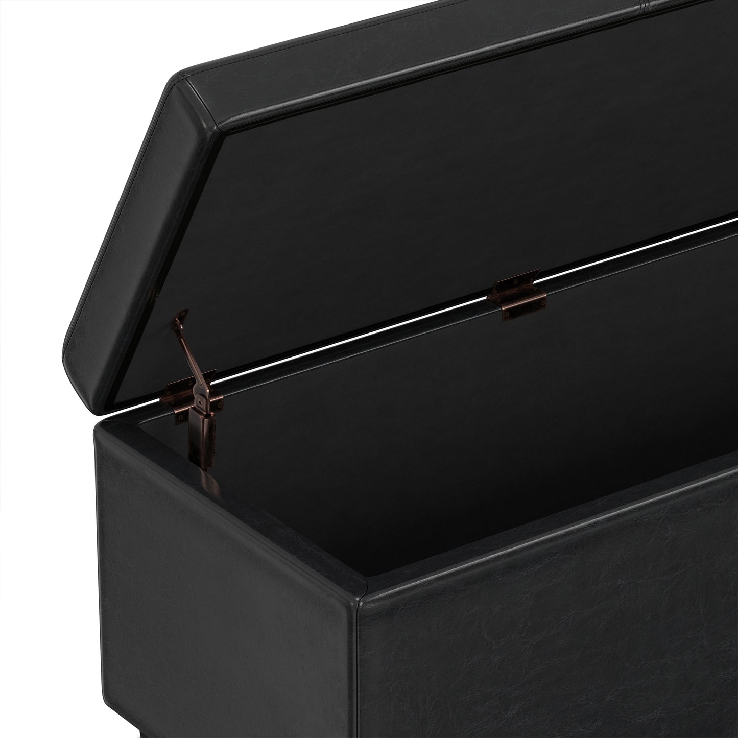 Midnight Black | Avalon 60 inch Storage Ottoman Bench