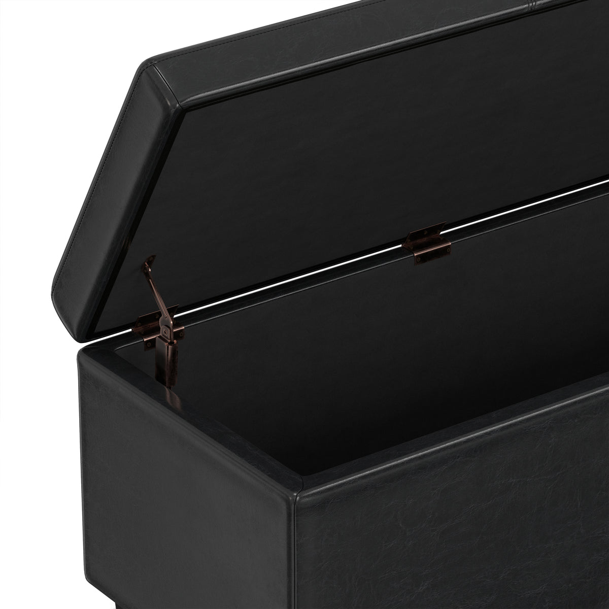 Midnight Black | Avalon 60 inch Storage Ottoman Bench