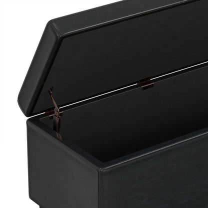 Midnight Black | Avalon 60 inch Storage Ottoman Bench