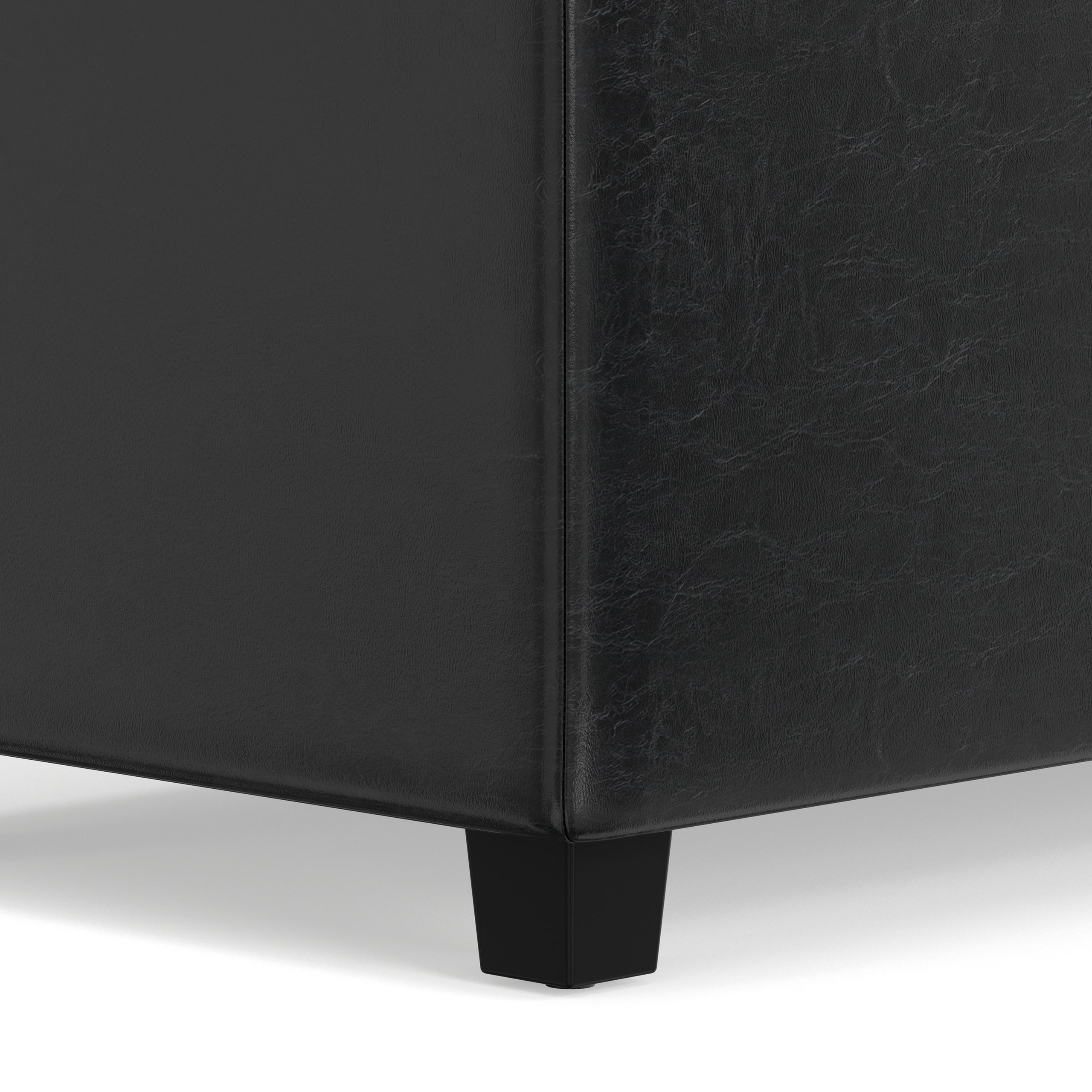 Midnight Black | Avalon 60 inch Storage Ottoman Bench