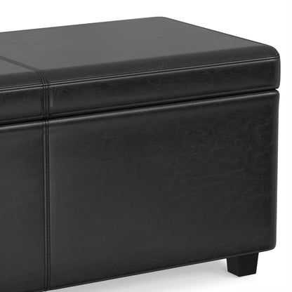 Midnight Black | Avalon 60 inch Storage Ottoman Bench