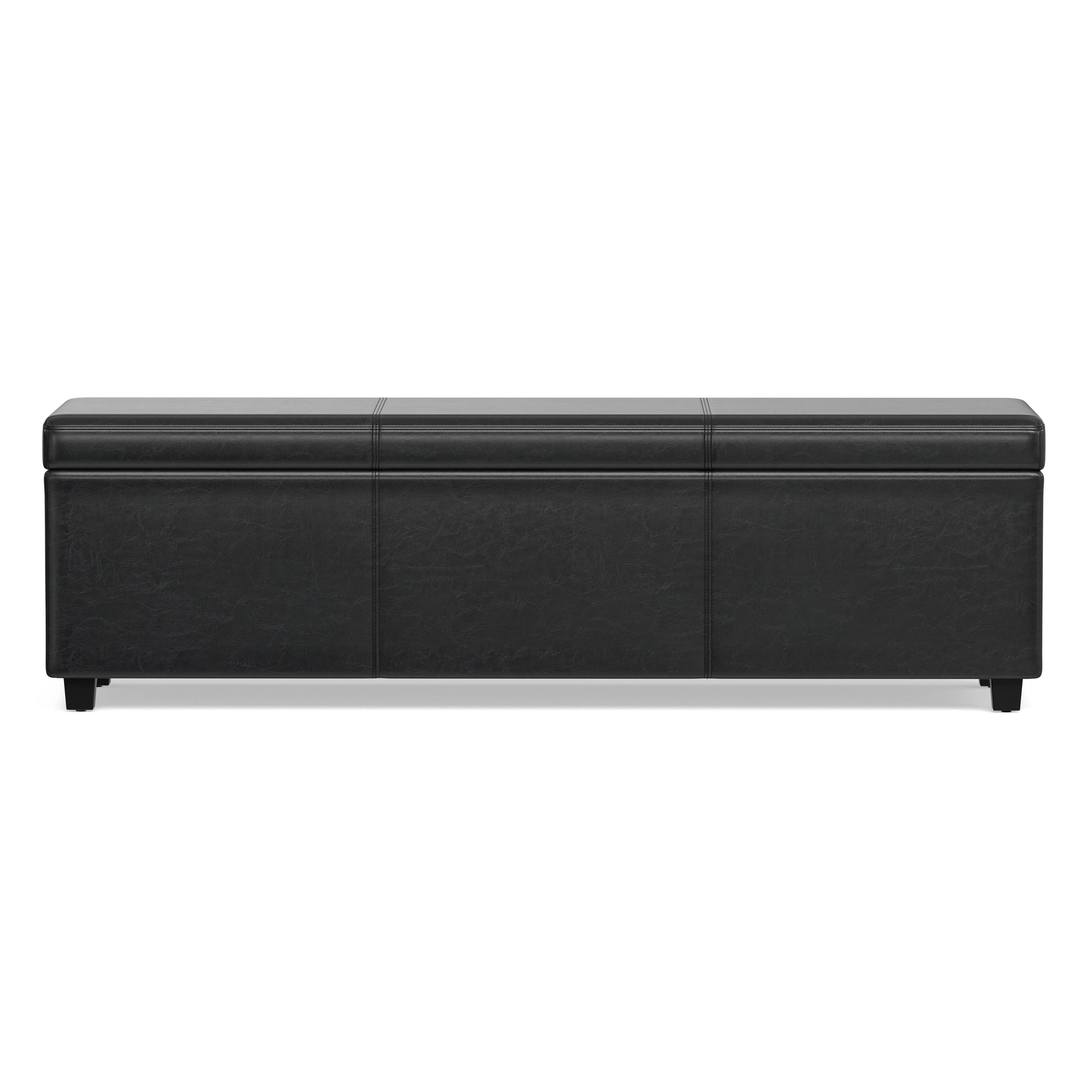 Midnight Black | Avalon 60 inch Storage Ottoman Bench