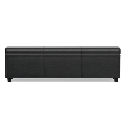 Midnight Black | Avalon 60 inch Storage Ottoman Bench
