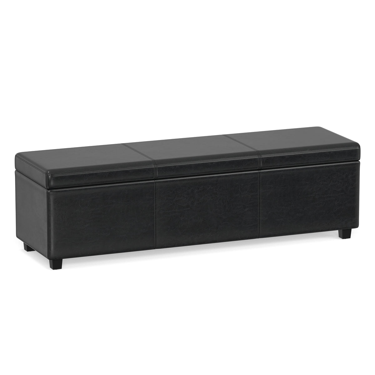 Midnight Black | Avalon 60 inch Storage Ottoman Bench