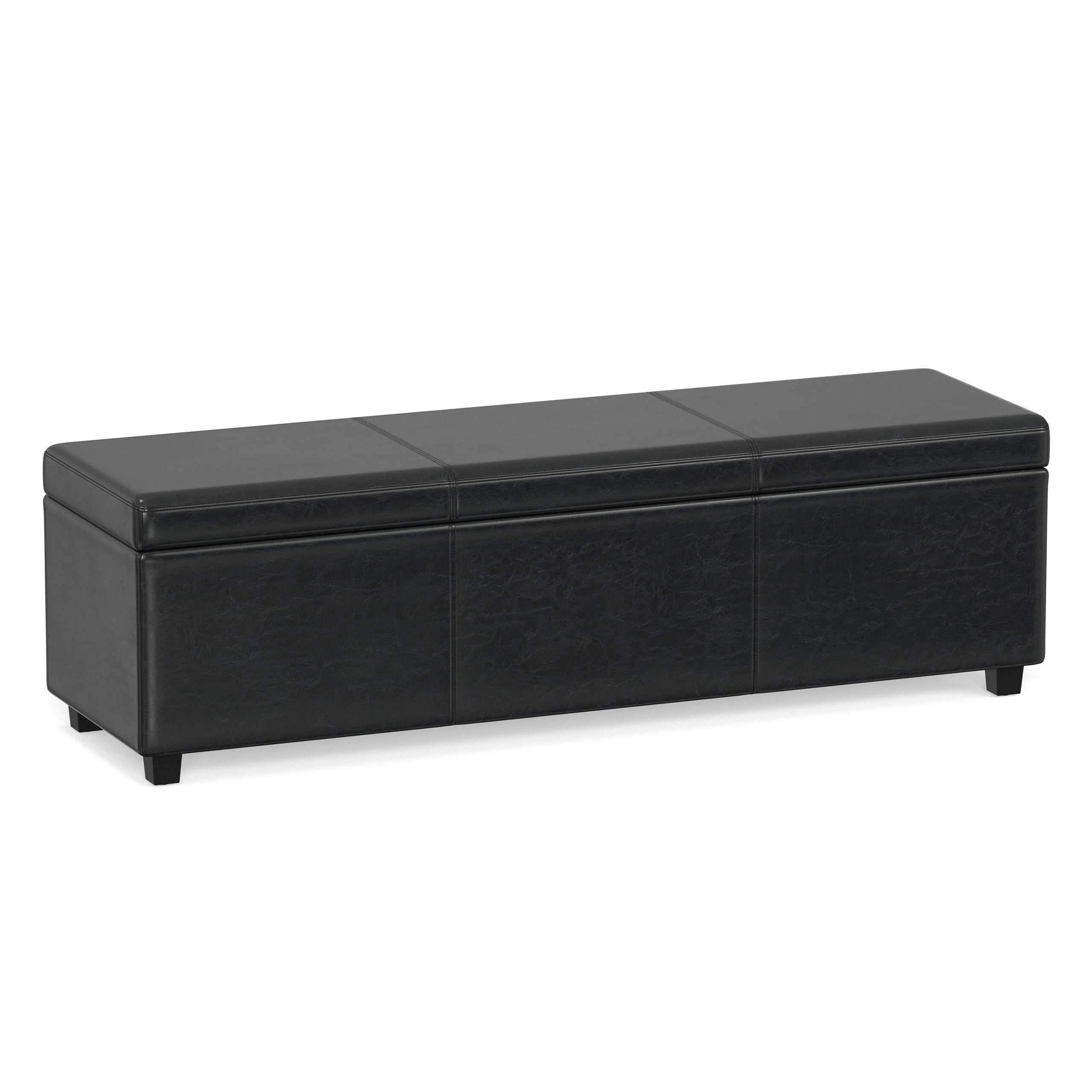 Midnight Black | Avalon 60 inch Storage Ottoman Bench