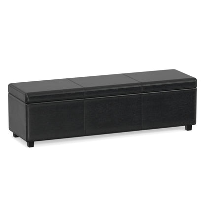 Midnight Black | Avalon 60 inch Storage Ottoman Bench