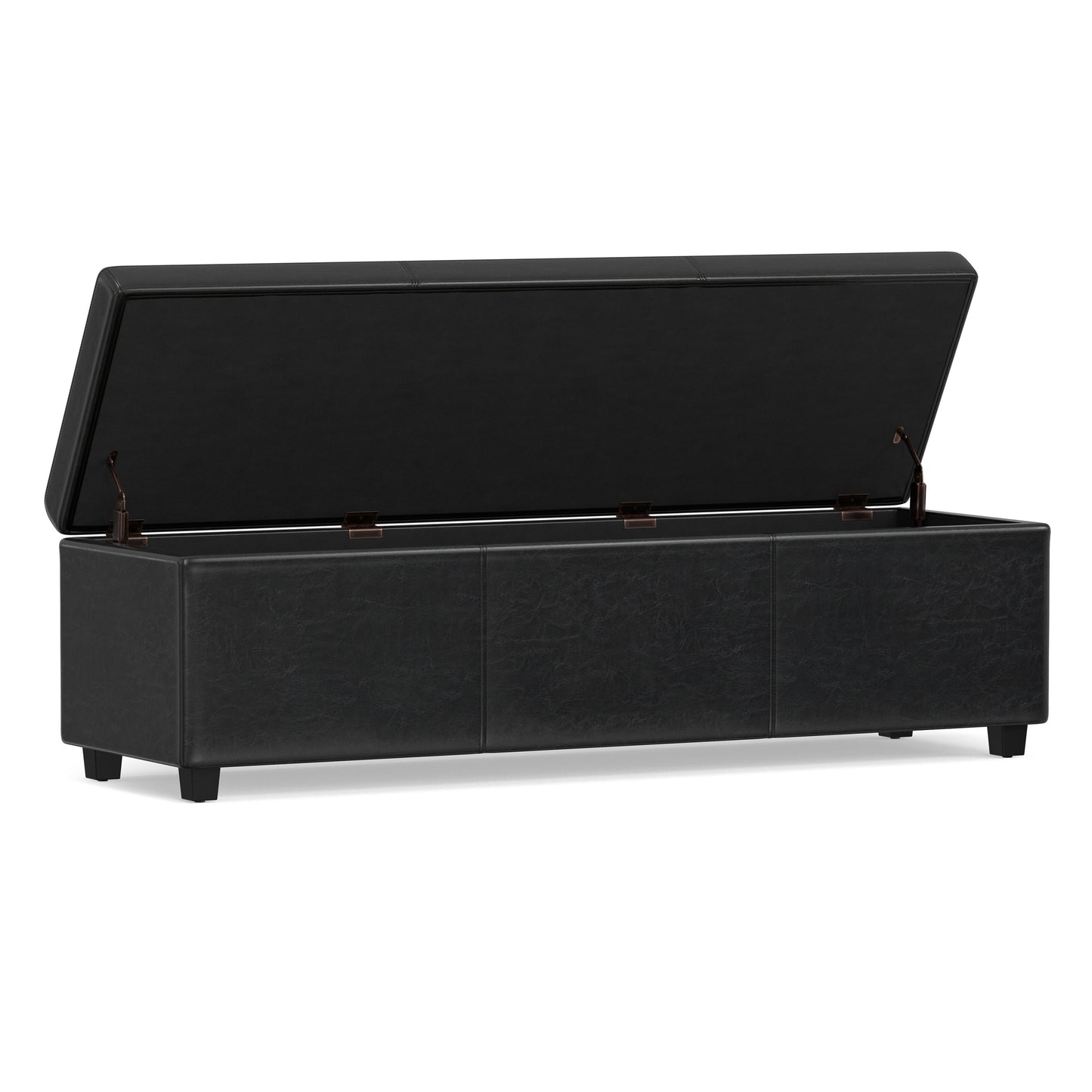 Midnight Black | Avalon 60 inch Storage Ottoman Bench