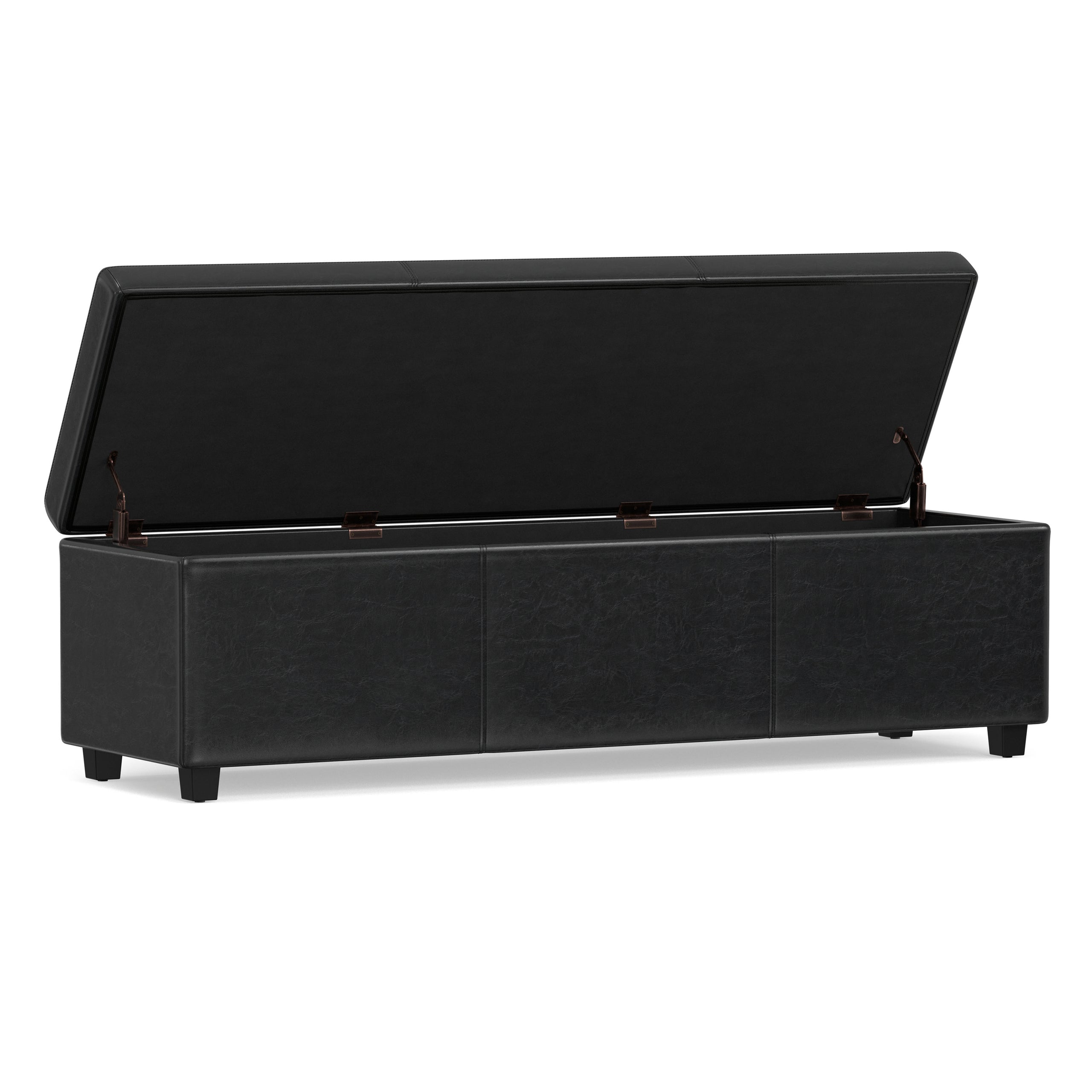 Midnight Black | Avalon 60 inch Storage Ottoman Bench