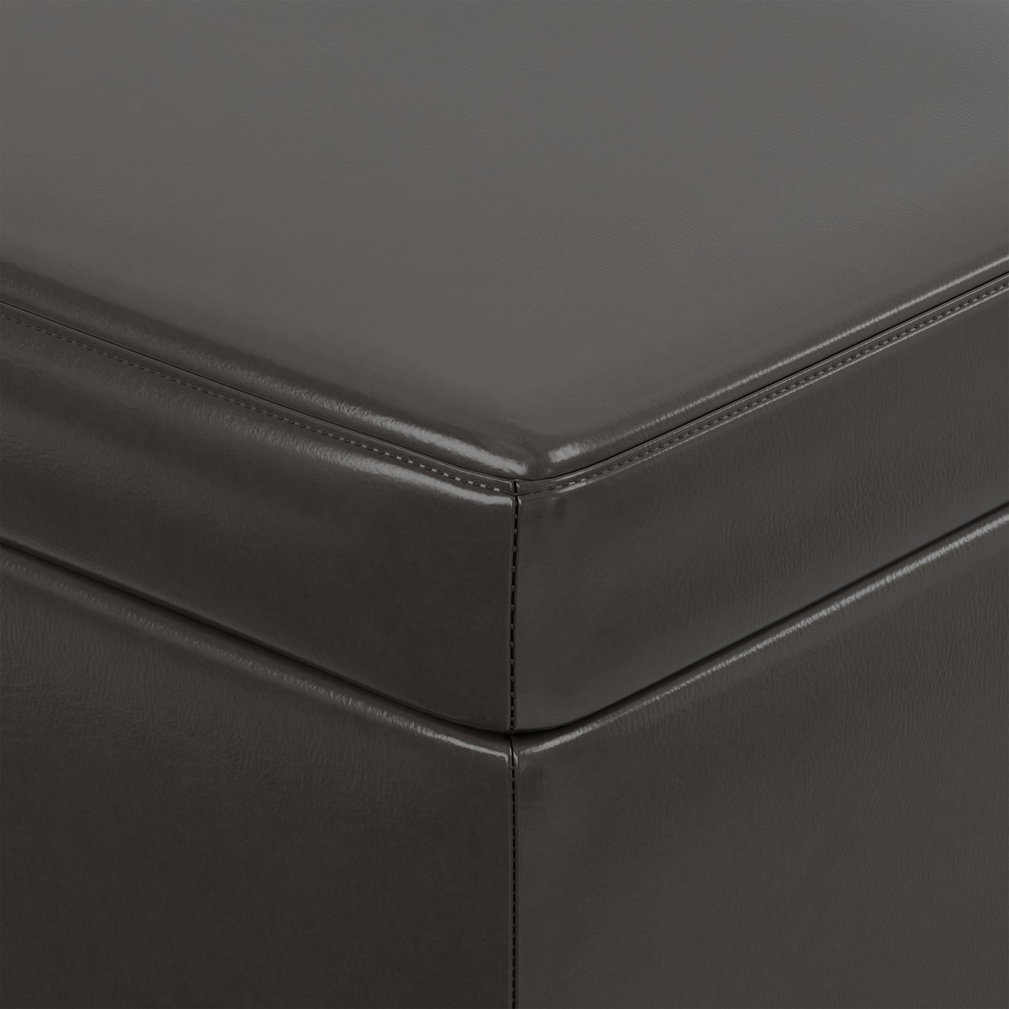 Tanner Brown Vegan Leather | Avalon Lift Top Storage Ottoman in Vegan Leather 