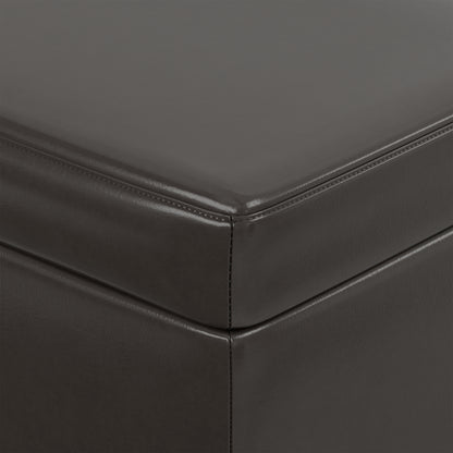 Tanner Brown Vegan Leather | Avalon Lift Top Storage Ottoman in Vegan Leather 