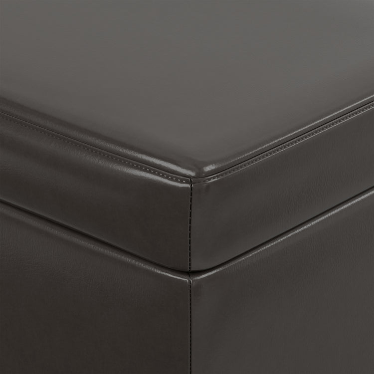 Tanner Brown Vegan Leather | Avalon Lift Top Storage Ottoman in Vegan Leather 