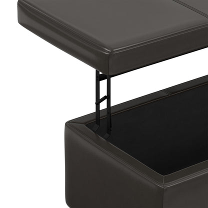 Tanner Brown Vegan Leather | Avalon Lift Top Storage Ottoman in Vegan Leather 