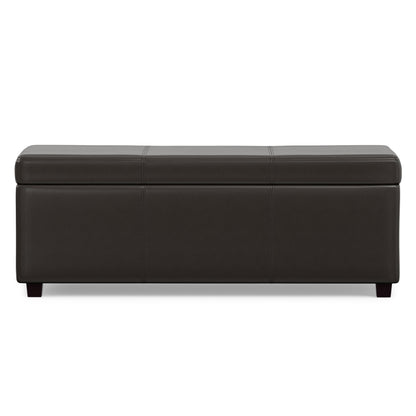 Tanner Brown Vegan Leather | Avalon Lift Top Storage Ottoman in Vegan Leather 