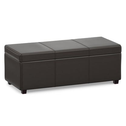 Tanner Brown Vegan Leather | Avalon Lift Top Storage Ottoman in Vegan Leather 
