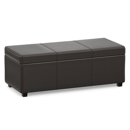 Tanner Brown Vegan Leather | Avalon Lift Top Storage Ottoman in Vegan Leather 