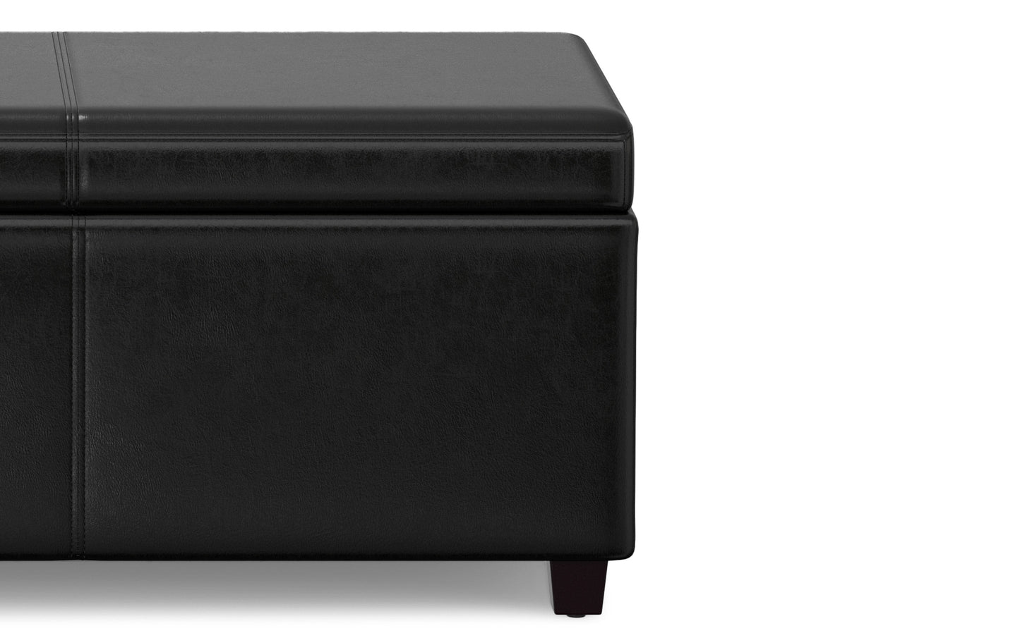 Midnight Black Vegan Leather | Avalon Extra Large Storage Ottoman Bench