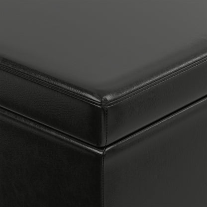 Midnight Black Vegan Leather | Avalon Extra Large Storage Ottoman in Vegan Leather