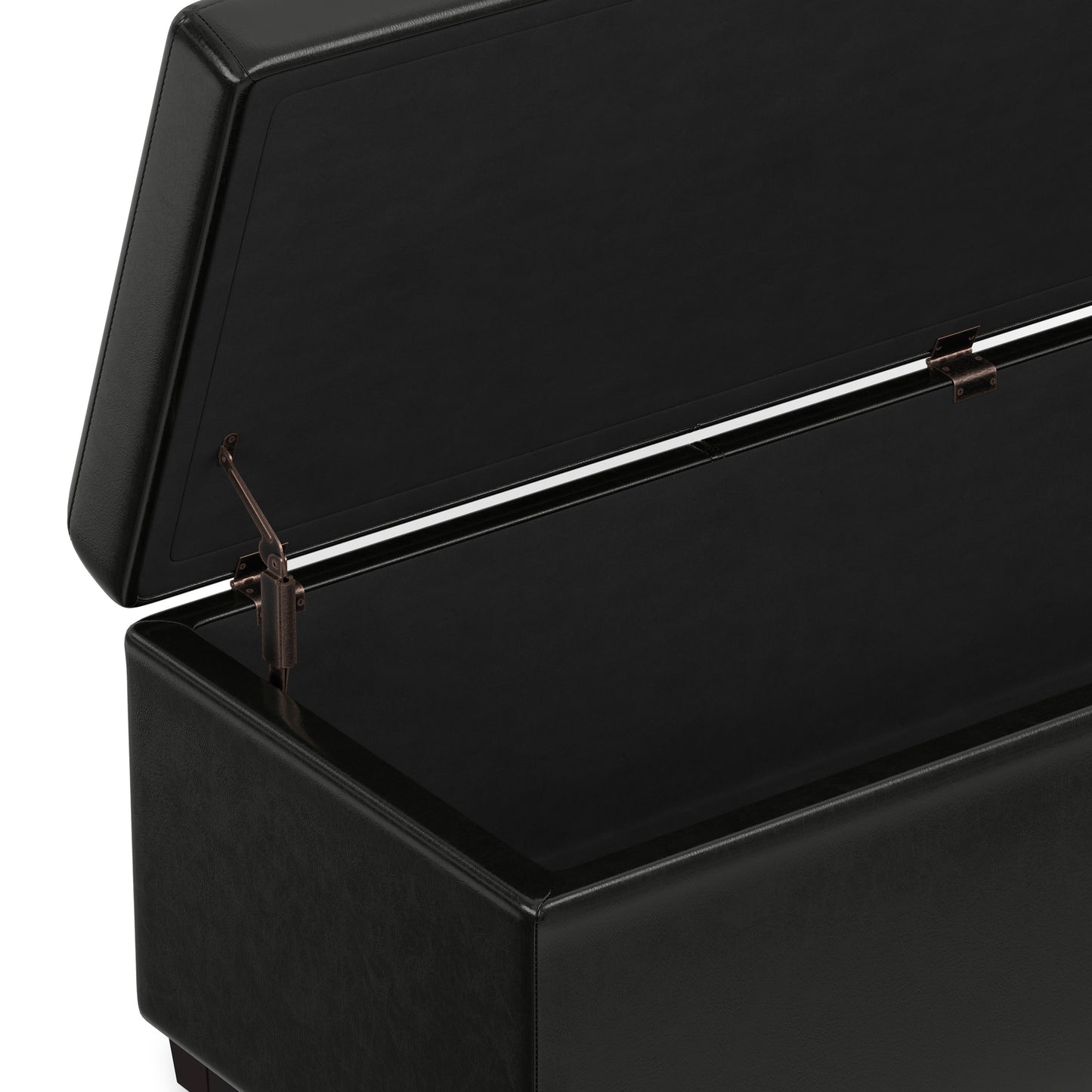Midnight Black Vegan Leather | Avalon Extra Large Storage Ottoman in Vegan Leather