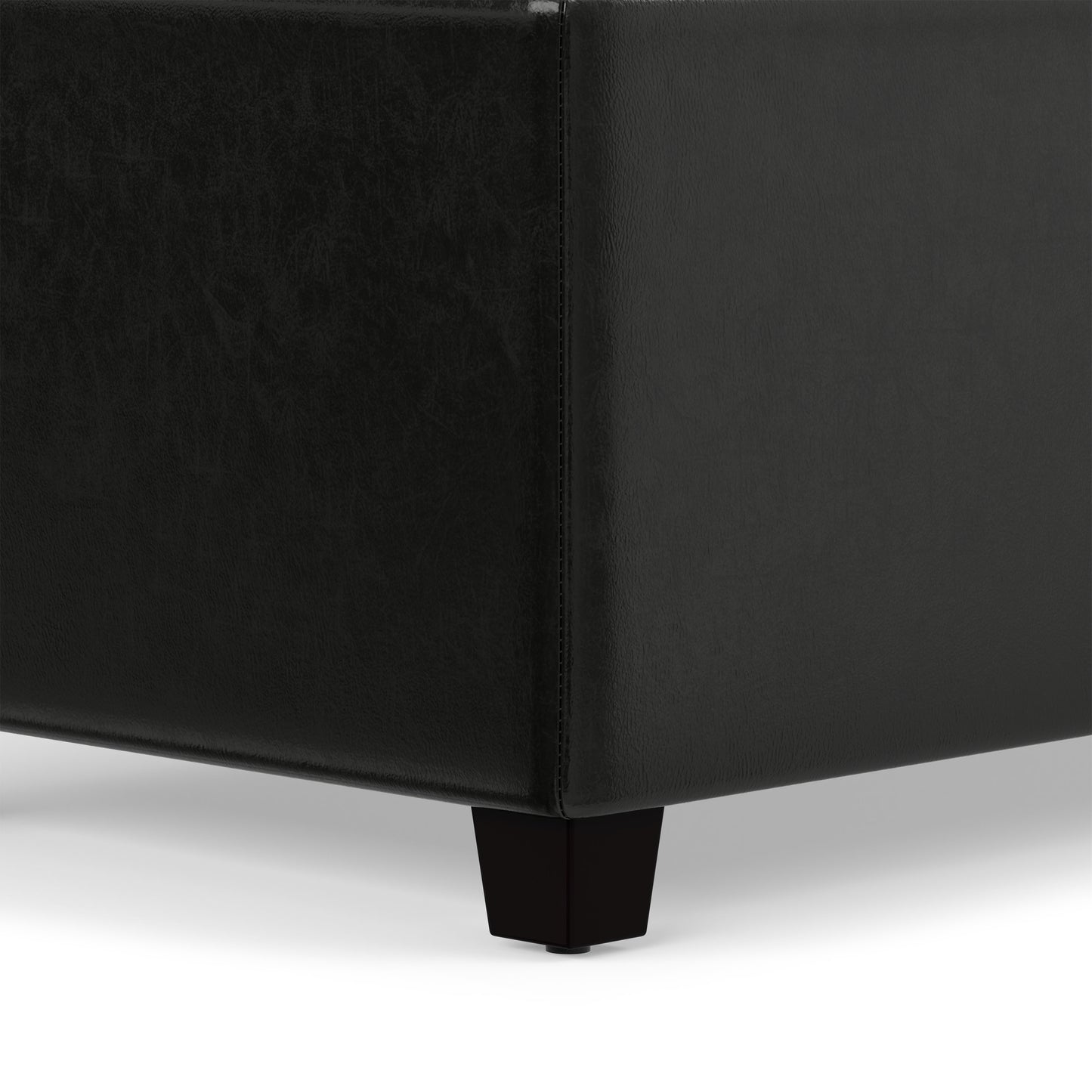 Midnight Black Vegan Leather | Avalon Extra Large Storage Ottoman in Vegan Leather