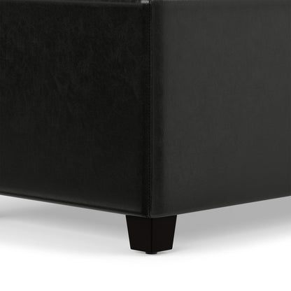 Midnight Black Vegan Leather | Avalon Extra Large Storage Ottoman in Vegan Leather