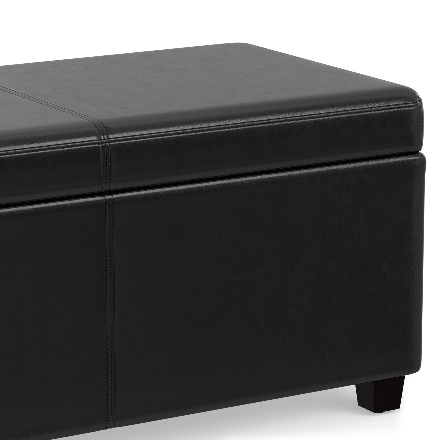 Midnight Black Vegan Leather | Avalon Extra Large Storage Ottoman in Vegan Leather