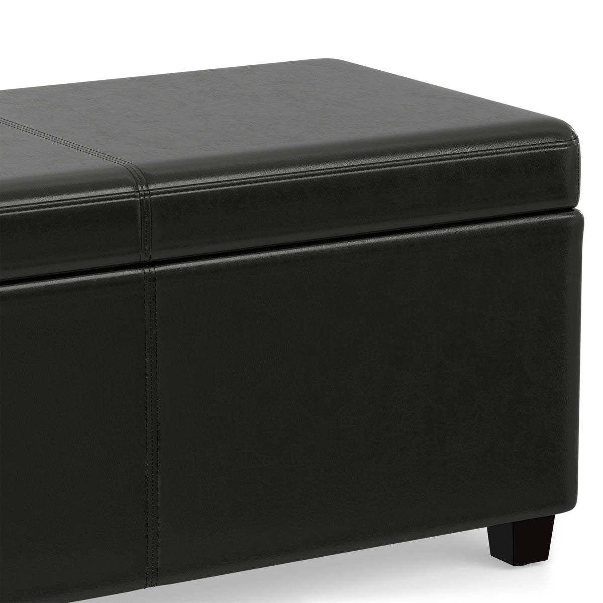 Midnight Black Vegan Leather | Avalon Extra Large Storage Ottoman in Vegan Leather