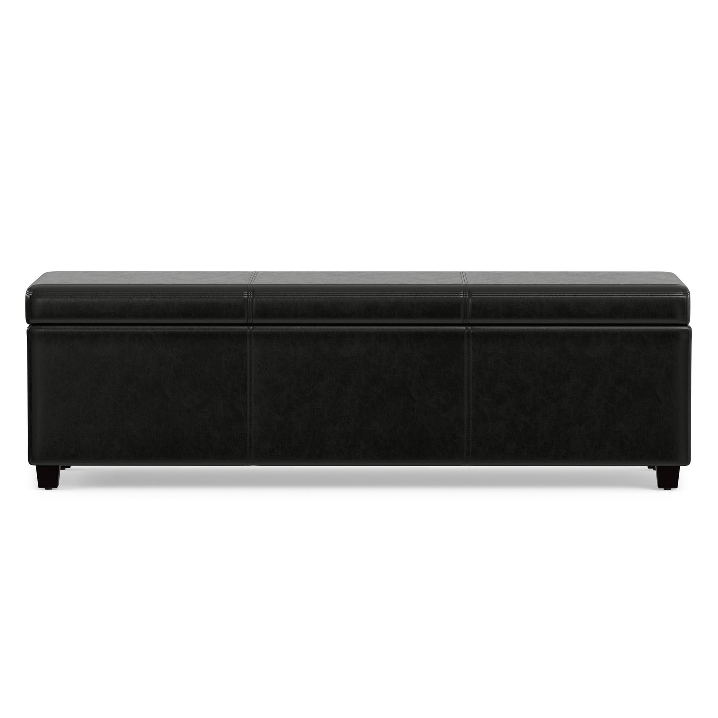Midnight Black Vegan Leather | Avalon Extra Large Storage Ottoman in Vegan Leather