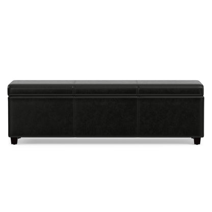 Midnight Black Vegan Leather | Avalon Extra Large Storage Ottoman in Vegan Leather