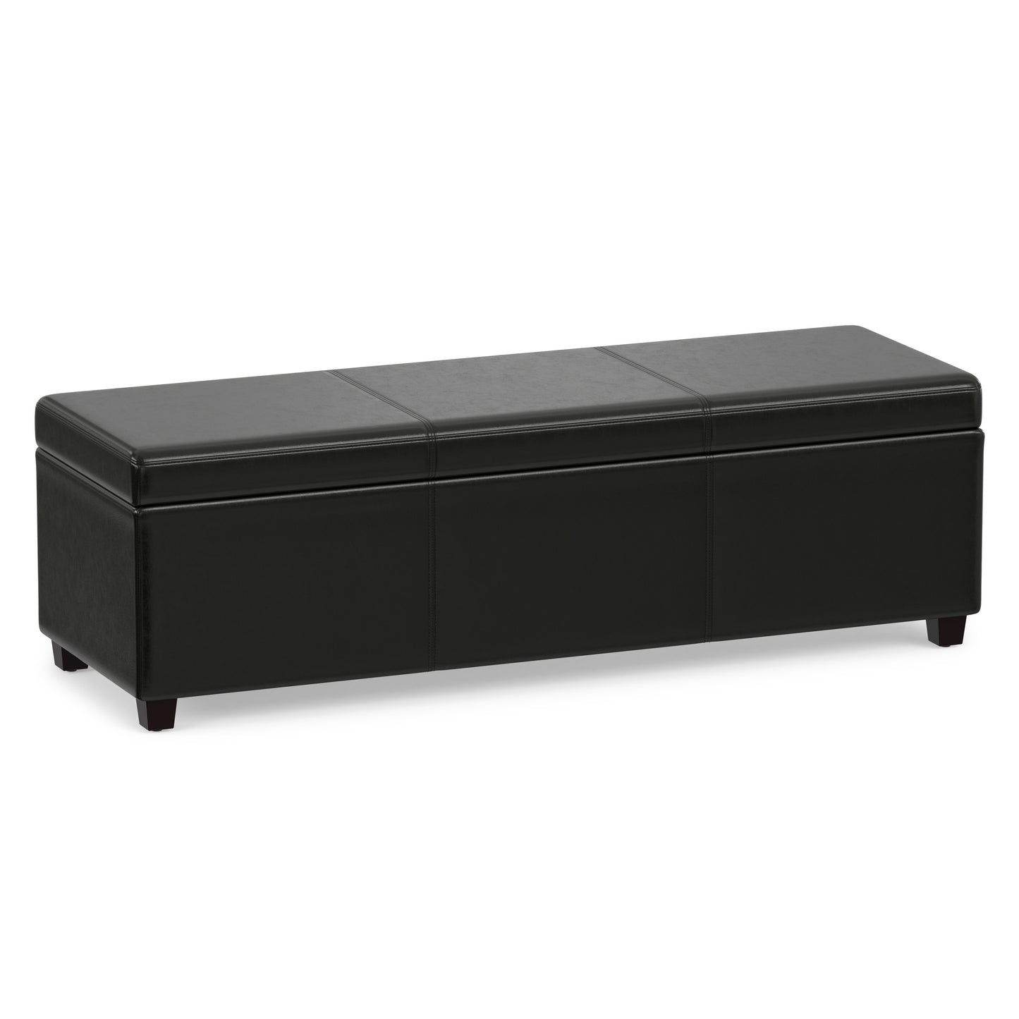 Midnight Black Vegan Leather | Avalon Extra Large Storage Ottoman in Vegan Leather