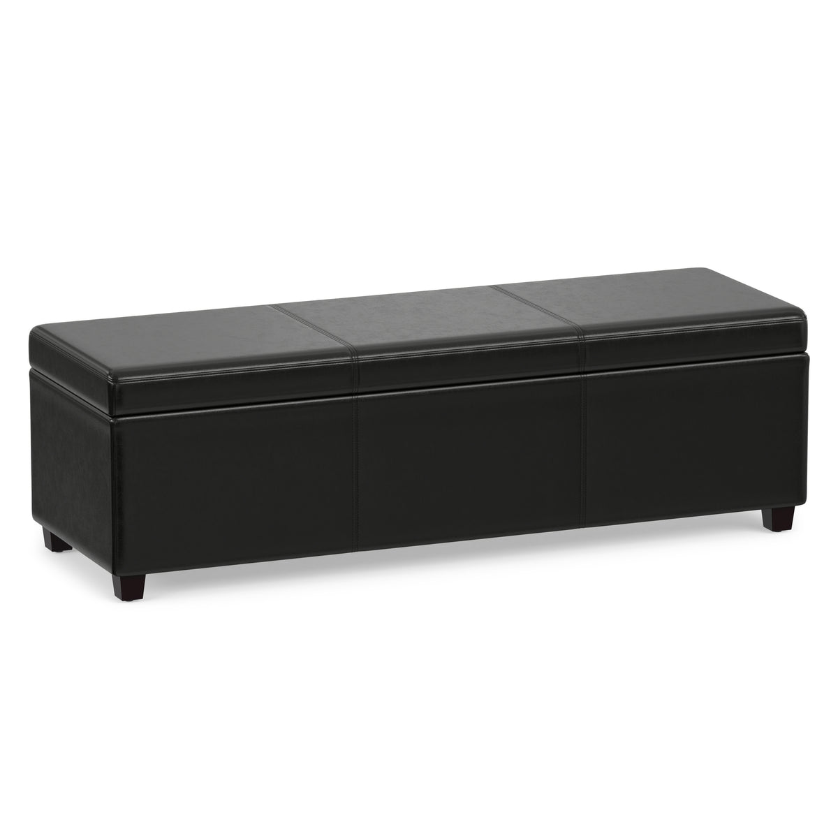 Midnight Black Vegan Leather | Avalon Extra Large Storage Ottoman in Vegan Leather