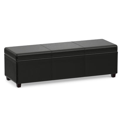Midnight Black Vegan Leather | Avalon Extra Large Storage Ottoman in Vegan Leather