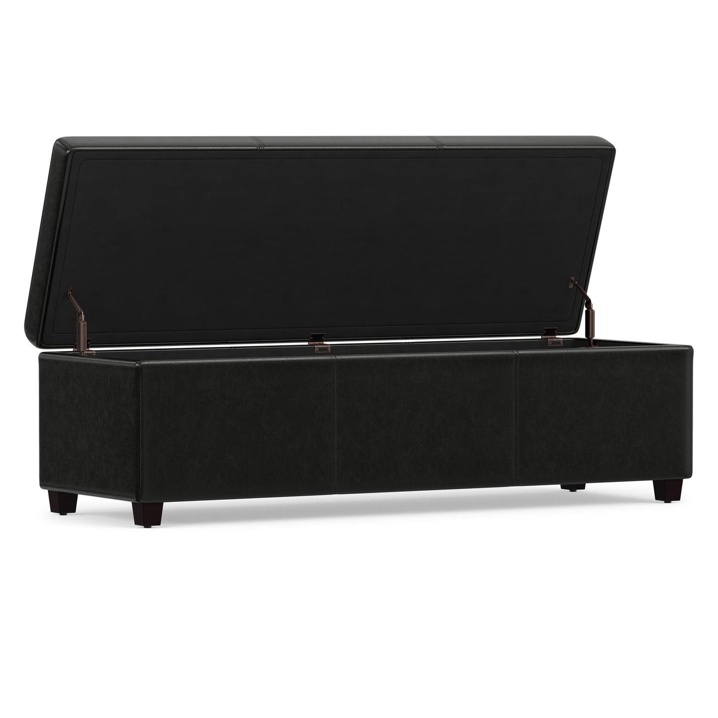 Midnight Black Vegan Leather | Avalon Extra Large Storage Ottoman in Vegan Leather