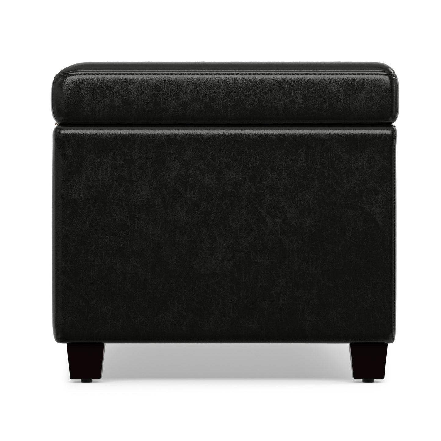 Midnight Black Vegan Leather | Avalon Extra Large Storage Ottoman in Vegan Leather