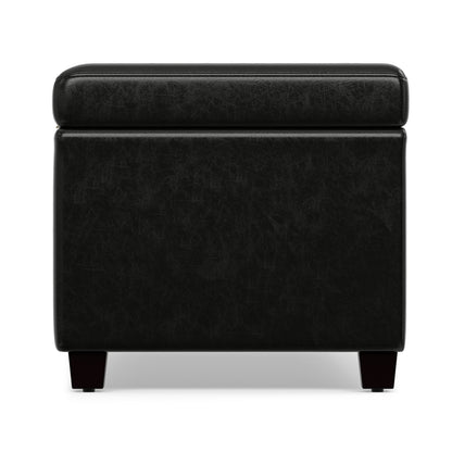 Midnight Black Vegan Leather | Avalon Extra Large Storage Ottoman in Vegan Leather