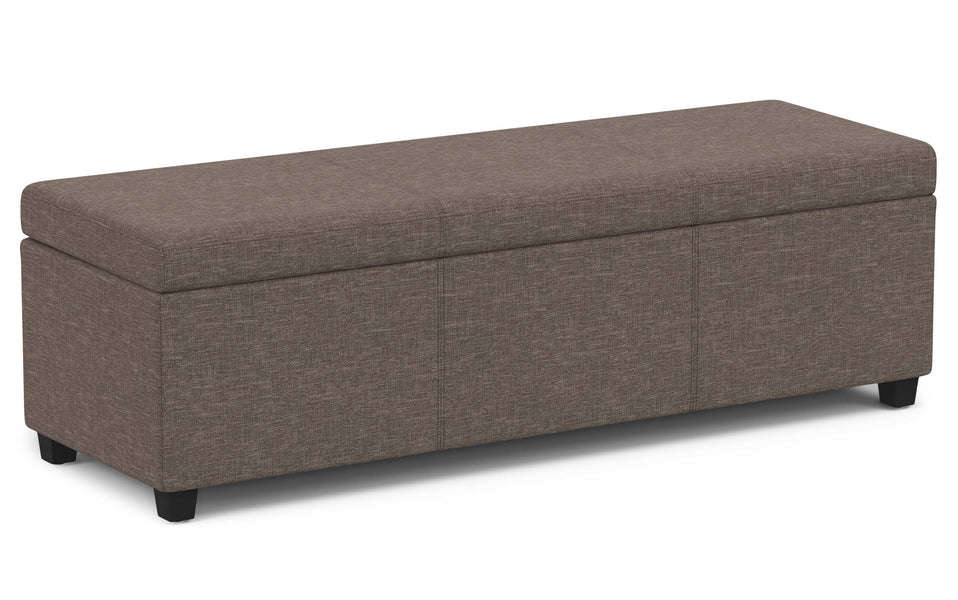 Fawn Brown Linen Style Fabric | Avalon Extra Large Storage Ottoman Bench
