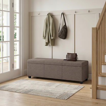 Fawn Brown Linen Style Fabric | Avalon Extra Large Storage Ottoman in Linen