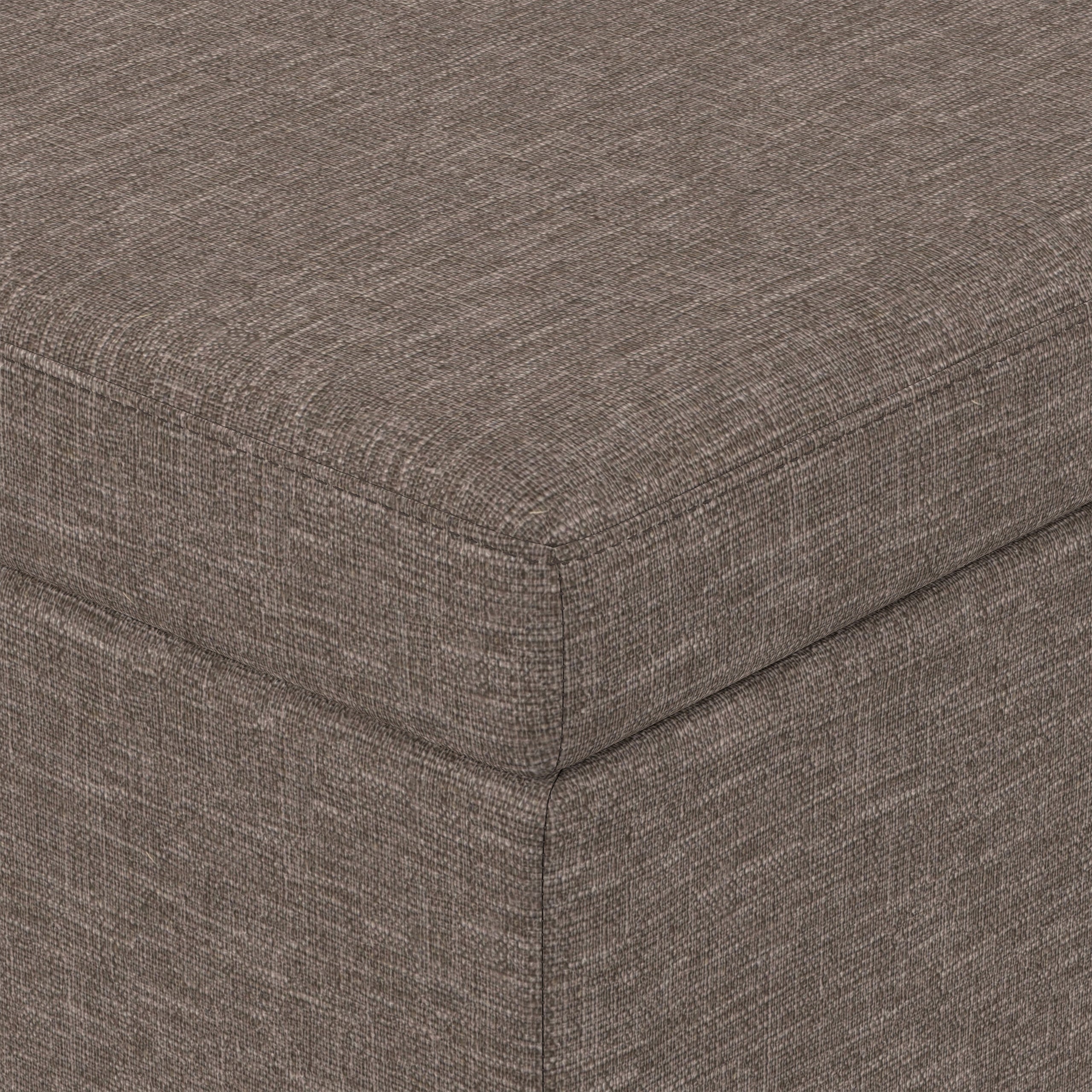 Fawn Brown Linen Style Fabric | Avalon Extra Large Storage Ottoman in Linen