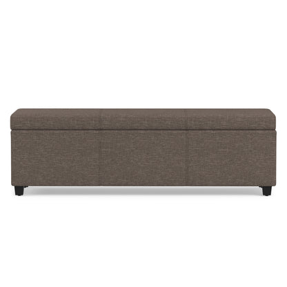 Fawn Brown Linen Style Fabric | Avalon Extra Large Storage Ottoman in Linen